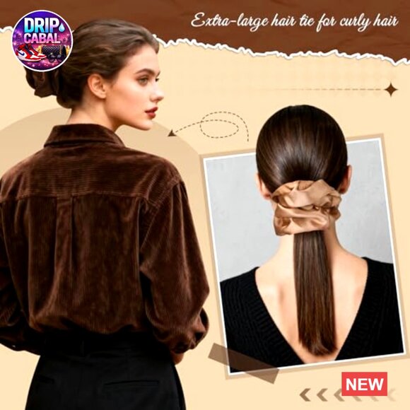 Jumbo Satin Silk Scrunchies Set Oversized Hair Ties For Thick Hair - Picture 5 of 7